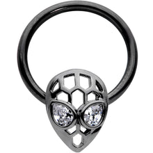 Load image into Gallery viewer, 16G 3/8 Clear CZ Gem Black Openwork Alien Hinged Segment Ring
