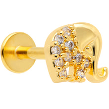 Load image into Gallery viewer, 16G 5/16 Clear CZ Gem Gold Tone Elephant Labret Monroe Tragus
