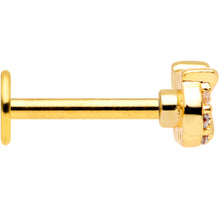 Load image into Gallery viewer, 16G 5/16 Clear CZ Gem Gold Tone Wise Owl Labret Monroe Tragus
