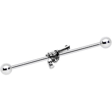 Load image into Gallery viewer, 14G Clear Gem Under the Gun Industrial Barbell 38mm
