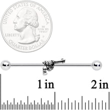 Load image into Gallery viewer, 14G Clear Gem Under the Gun Industrial Barbell 38mm
