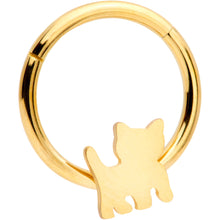Load image into Gallery viewer, 16G 3/8 Gold Tone Kitty Cat Hinged Segment Ring
