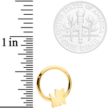 Load image into Gallery viewer, 16G 3/8 Gold Tone Kitty Cat Hinged Segment Ring
