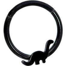 Load image into Gallery viewer, 16G 3/8 Black Brontosaurus Dinosaur Hinged Segment Ring
