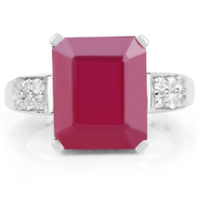 Load image into Gallery viewer, 7.26 Carat Glass Filled Ruby and White Topaz .925 Sterling Silver Ring
