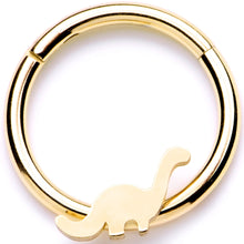 Load image into Gallery viewer, 16G 3/8 Gold Tone Tiny Dinosaur Hinged Segment Ring
