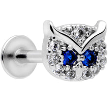 Load image into Gallery viewer, 16G 5/16 Blue Clear CZ Gem Wise Owl Labret Moroe Tragus

