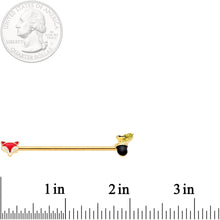 Load image into Gallery viewer, 14G Gold Tone Fox and Acorn Industrial Barbell 38mm
