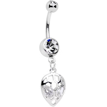 Load image into Gallery viewer, Clear Cubic Zirconia Gem Openwork Alien Dangle Belly Ring
