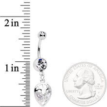 Load image into Gallery viewer, Clear Cubic Zirconia Gem Openwork Alien Dangle Belly Ring
