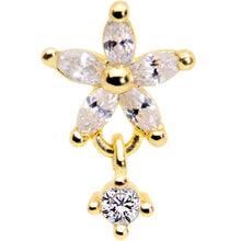 Load image into Gallery viewer, 16G 5/16 Clear CZ Gem Gold Tone Flower Dangle Cartilage Tragus
