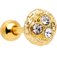 Load image into Gallery viewer, 16G 1/4 Clear Gem Gold Tone Birds Nest Cartilage Tragus Earring
