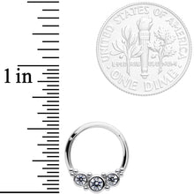 Load image into Gallery viewer, 16G 3/8 Clear CZ Circle Trio Hinged Segment Ring
