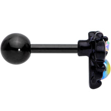 Load image into Gallery viewer, 16G 1/4 Aurora Gem Black Busy Bee Cartilage Tragus Earring
