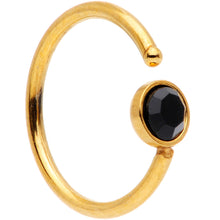 Load image into Gallery viewer, 20G 5/16 Black Gem Gold Tone Nose Hoop
