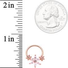 Load image into Gallery viewer, 16G 3/8 Clear CZ Gem Rose Gold Tone Flower BCR Captive Ring
