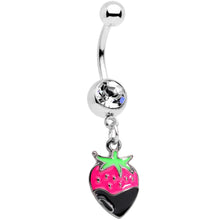 Load image into Gallery viewer, Clear Gem Yummy Chocolate Strawberry Dangle Belly Ring
