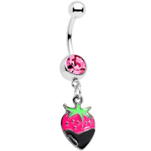 Load image into Gallery viewer, Pink Gem Yummy Chocolate Strawberry Dangle Belly Ring
