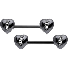 Load image into Gallery viewer, 14G 9/16 Black Heal My Heart Barbell Nipple Rings
