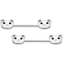 Load image into Gallery viewer, 14G 9/16 Sweet Teddy Bear Barbell Nipple Ring Set
