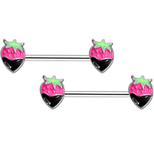 Load image into Gallery viewer, 14G 9/16 Chocolate Berry Barbell Nipple Ring Set
