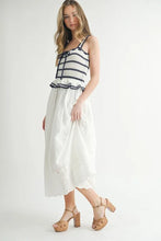 Load image into Gallery viewer, Crochet Stripe Knit Eyelet Mix Midi Dress – Crochet Midi Dress, Stripe Knit Dress, Eyelet Mix Dress, Trendy Midi Dress, Versatile Midi Dress
