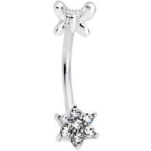 Load image into Gallery viewer, 16G 3/8 Clear Gem Spring Fun Flower Curved Eyebrow Ring
