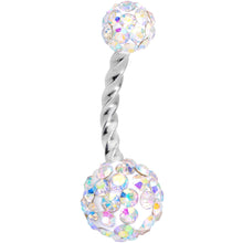 Load image into Gallery viewer, Aurora Gem Disco Ball Twisted Belly Ring Set of 3
