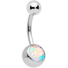 Load image into Gallery viewer, Clear Aurora Gem Pearlescent Purple Belly Ring Set of 3
