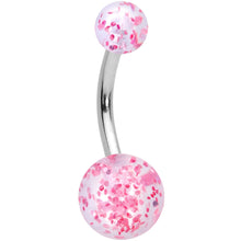Load image into Gallery viewer, Aurora Gem Pink Pearlescent Glitter Heart Belly Ring Set of 4
