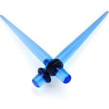 Load image into Gallery viewer, Blue Acrylic Straight Taper Set Available in Sizes  14G to 00G
