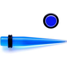 Load image into Gallery viewer, Blue Acrylic Straight Taper Set Available in Sizes  14G to 00G
