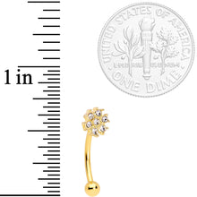 Load image into Gallery viewer, 16G 5/16 Clear Gem Flower Gold Tone Curved Eyebrow Ring Set of 4
