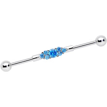 Load image into Gallery viewer, 14G Aqua CZ Gem Fashionista Industrial Barbell 38mm
