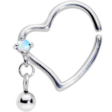 Load image into Gallery viewer, 16G 3/8 White Faux Opal Stylized Heart Right Closure Ring
