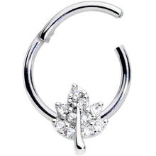 Load image into Gallery viewer, 16G 3/8 Clear CZ Gem Maple Leaf Hinged Segment Ring
