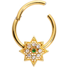 Load image into Gallery viewer, 16G 3/8 Clear CZ Gem Gold Tone Octagon Hinged Segment Ring
