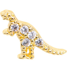 Load image into Gallery viewer, 16G 5/16 Clear CZ Gem Gold Tone Tiny Dinosaur Labret Monroe Tragus
