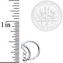 Load image into Gallery viewer, 16G 3/8 White Faux Opal Crescent Moon Right Ear Closure Ring
