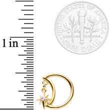 Load image into Gallery viewer, 16G 3/8 Aurora Gem Gold Tone Moon Star Right Ear Closure Ring
