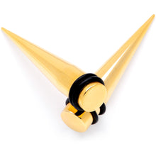 Load image into Gallery viewer, Gold Tone Anodized Straight Taper Set Available in Sizes  12G to 00G

