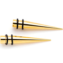 Load image into Gallery viewer, Gold Tone Anodized Straight Taper Set Available in Sizes  12G to 00G
