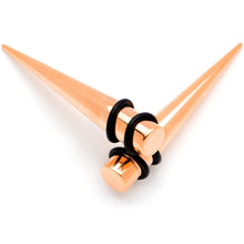 Load image into Gallery viewer, Rose Gold Tone Anodized Straight Taper Set Available in Sizes  14G to 00G
