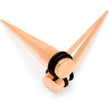 Load image into Gallery viewer, Rose Gold Tone Anodized Straight Taper Set Available in Sizes  14G to 00G
