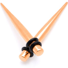 Load image into Gallery viewer, Rose Gold Tone Anodized Straight Taper Set Available in Sizes  14G to 00G
