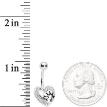Load image into Gallery viewer, Clear Gem Dog Paw Print Heart Puppy Love Belly Ring
