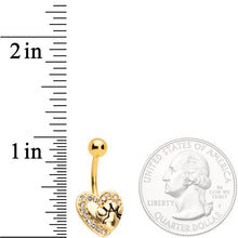 Load image into Gallery viewer, Clear Gem Gold Tone Dog Paw Print Heart Puppy Love Belly Ring
