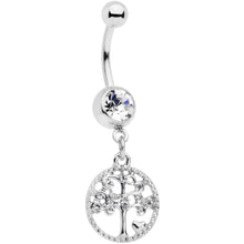 Load image into Gallery viewer, Clear Gem Love Tree of Life Dangle Belly Ring

