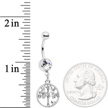 Load image into Gallery viewer, Clear Gem Love Tree of Life Dangle Belly Ring
