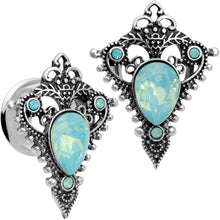 Load image into Gallery viewer, Green Gem Fleur De Lis Double Flare Plug Set Sizes 6mm to 16mm
